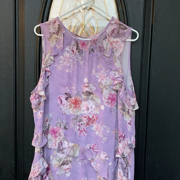 NWT Sundance Women's Floral Gathered Lilacs Dress lavender ruffles size X-LARGE - Picture 8 of 11